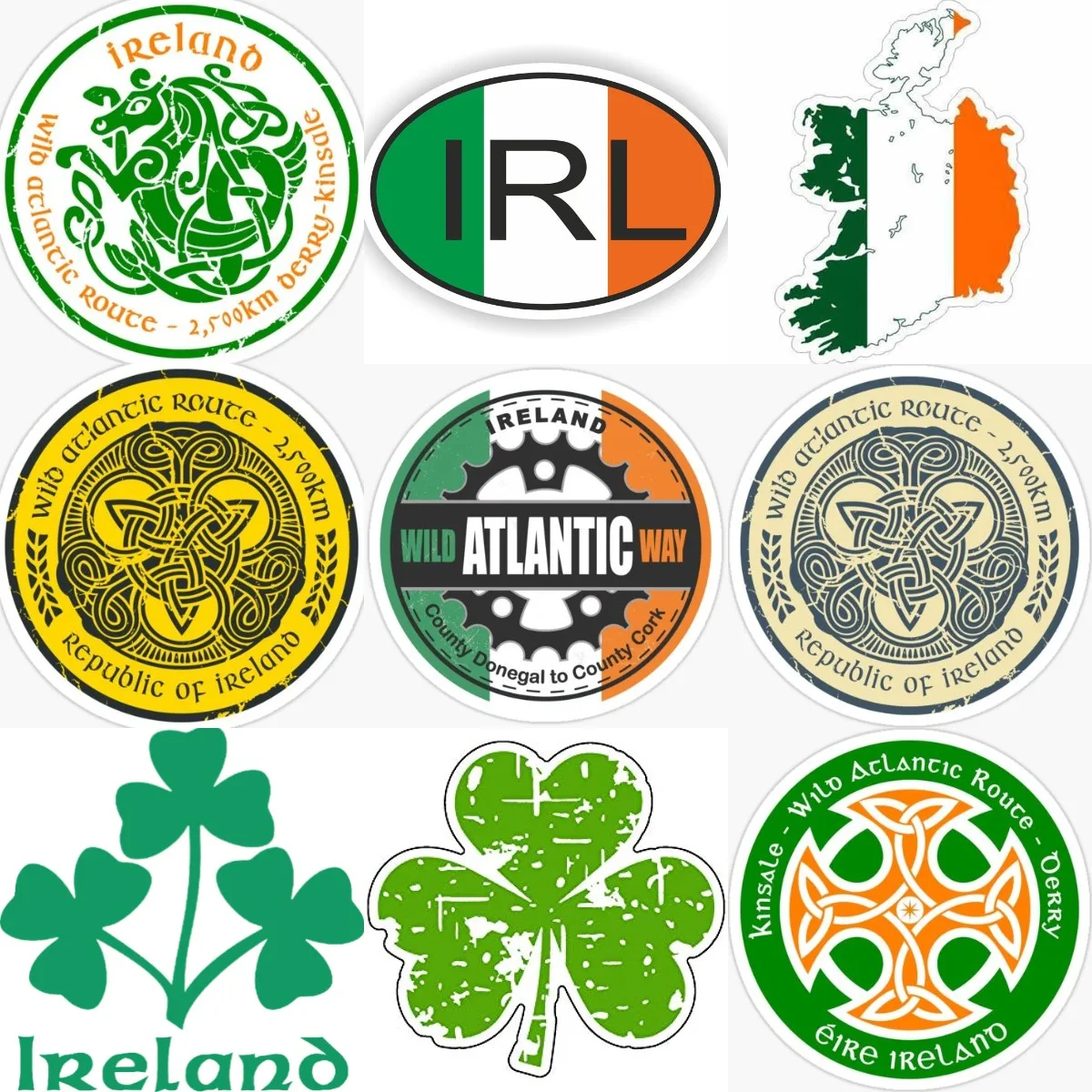 Car Accessories Ireland - Creative Ireland Flag Luck Clover Sticker