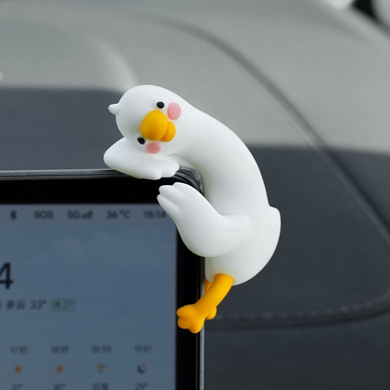 Car Accessories For Decoration - Cute Cartoon White Duck Car Display