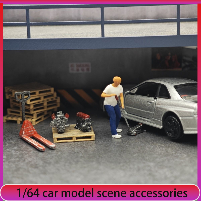 Car Accessories For Decoration - 1:64 Car Model Repair Shop Scene