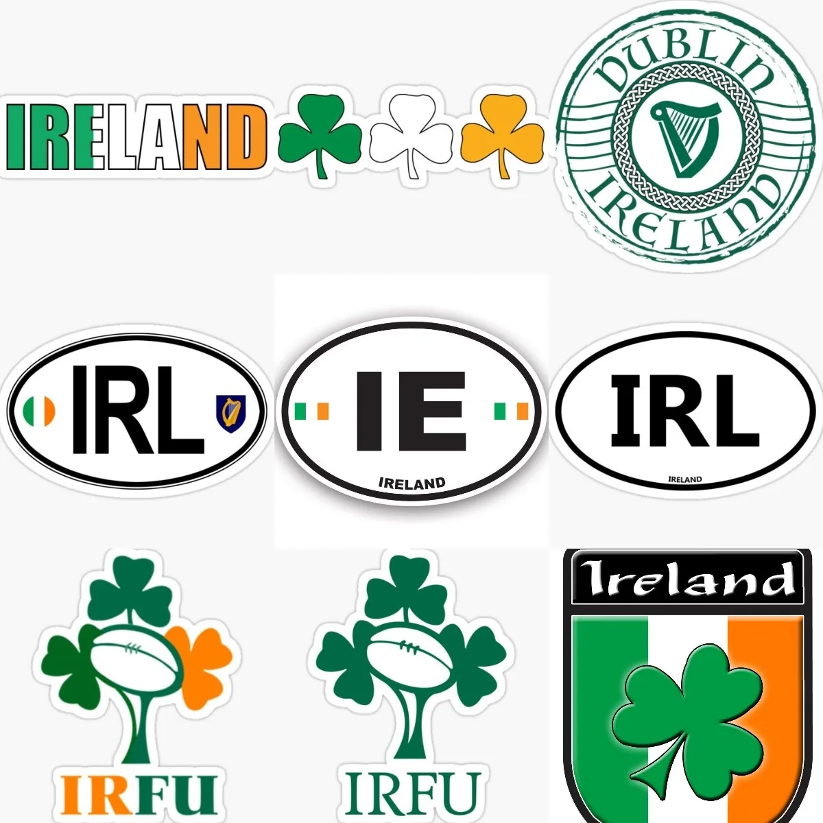 Car Accessories Ireland - Ireland IRL Flag Luck Clover PVC