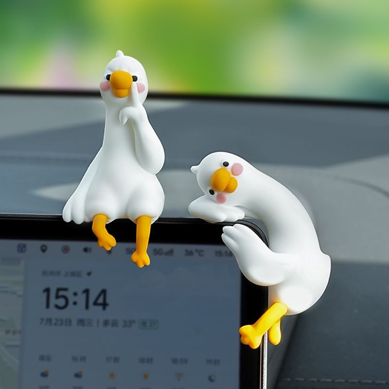 Cute Cartoon White Duck Car Di - Car Accessories For Decoration ulasan dan harga