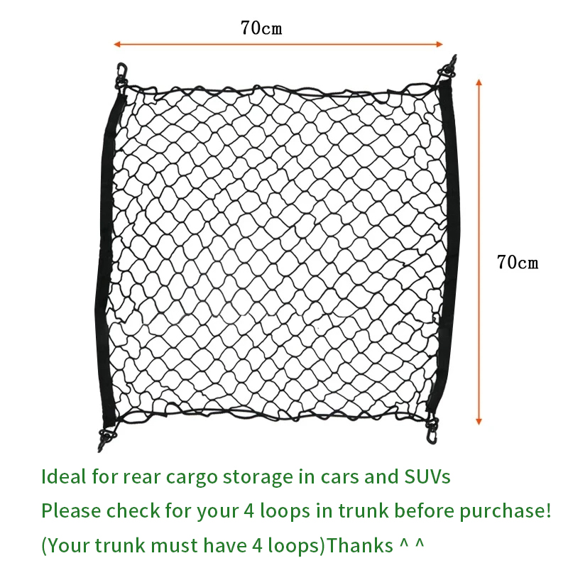 4 HooK 70x70 CM Car Trunk Net  - Car Cargo Net Trunk ulasan dan harga